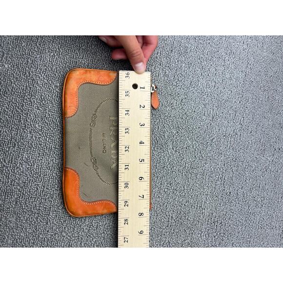 Authentic Prada Jacquard Pouch in‎ Orange Brown Canvas and Leather Rare - Picture 9 of 16